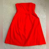 J. Crew Dresses | J. Crew Dress - Strapless Swiss Dot Dress W/Pleats - Bright Red/Orange - Size 4 | Color: Orange/Red | Size: 4