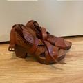 Free People Shoes | Free People Brown Leather Clogs | Color: Brown | Size: 8