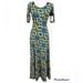 Lularoe Dresses | Lularoe Geometric Festive Maxi Dress Scoop Neck 3/4 Sleeves Size Xs | Color: Blue/Gold | Size: Xs