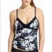 Athleta Swim | Athleta Black Wireless Paloma Floral Tankini Swim Top Size Medium | Color: Black/Blue | Size: M