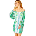 Lilly Pulitzer Dresses | Lilly Pulitzer Mary Ellen Silk Dress Resort White Coconut Row Off The Shoulder | Color: Green/White | Size: S