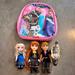 Disney Accessories | Disney Frozen Elsa Ana Kristoff Sven Dolls Set Toddler Carrying Backpack Bundle | Color: Blue/Pink | Size: Osg