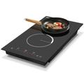 Cooksir Induction Hob 2 Zone, Induction Hob 2 Ring, 30CM Built-in Hob, Glass Ceramic Hob, Induction Hob 3500W, Sensor Touch Control, 9-Power Levels, 220-240v (No Plug)