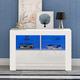 100CM TV Stand Storage Unit Living Room Furniture TV Cabinets RGB LED TV Stand Sideboard Matt (White, With LED)