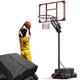 FirstAsk Portable Basketball Hoop Outdoor for Kids and Youth - 5.7 ft to 7.6ft Easy Height Adjustable Stand System w/Shatterproof Backboard - Indoor Outside Basketball Goal Court with Sand Storage Bag