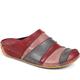 Pavers Women's Leather Clogs in Burgundy Multi - Casual Flip-Flop Shoes with Striped Pattern - Comfortable Fit Ladies Footwear - Size UK 3 / EU 36