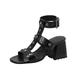 High Heels Shoes for Women Summer Open Toe Block Heel Sandals Ladies Ankle with Buckle Chunky Open Toe Sandal (Black, 6)