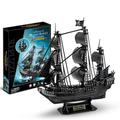 FLADO 3D Three-Dimensional Puzzle Queen Anne's Revenge Pirate Ship Model Kits, Caribbean Pirate Ship Black Pearl Number of Assembled 180 Pieces