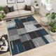 Eteyteay Blue Grey Black Geometry Area Rug, Retro Contemporary Design Multi Color Blocks Print Rugs, Indoor Non-Slip Kids Rugs for Room Sofa Living Room Mat Bedroom Home Decor Floor Mats 90x150cm