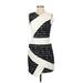 BCBGMAXAZRIA Casual Dress - Sheath: Ivory Grid Dresses - Women's Size 4