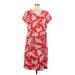 Lands' End Casual Dress - Wrap: Red Floral Motif Dresses - Women's Size Large