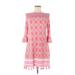 Cabana Life Casual Dress - Mini Off The Shoulder 3/4 sleeves: Pink Dresses - Women's Size Medium