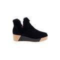 Jolimall Ankle Boots: Slip-on Platform Casual Black Solid Shoes - Women's Size 8 - Round Toe