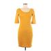 Bebe Casual Dress - Bodycon: Yellow Dresses - Women's Size Medium