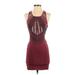 Free People Cocktail Dress - Bodycon: Burgundy Aztec or Tribal Print Dresses - Women's Size X-Small