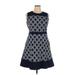 Lands' End Casual Dress - A-Line: Blue Jacquard Dresses - Women's Size 16 Petite