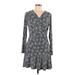 MICHAEL Michael Kors Casual Dress - Mini V-Neck Long sleeves: Gray Dresses - Women's Size Large Petite