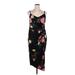 Nine Britton Casual Dress - Wrap: Black Floral Dresses - Women's Size 1X