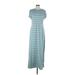 Lularoe Casual Dress - Maxi: Teal Stripes Dresses - Women's Size Large