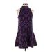 Free People Casual Dress - Mini High Neck Sleeveless: Purple Dresses - Women's Size X-Small