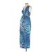 Motherhood Casual Dress - Maxi: Blue Print Dresses - Women's Size Small Maternity