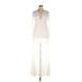 Casual Dress - Midi V-Neck Sleeveless: Ivory Print Dresses - Women's Size 4X