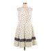 Danny And Nicole Casual Dress - Fit & Flare: Ivory Polka Dots Dresses - New - Women's Size 10