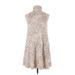 Amanda Uprichard Casual Dress - A-Line High Neck Sleeveless: Tan Dresses - Women's Size Small