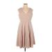 Tommy Hilfiger Casual Dress - A-Line V-Neck Sleeveless: Tan Print Dresses - Women's Size 16