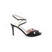 J.Crew Heels: Black Print Shoes - Women's Size 7 1/2 - Open Toe