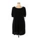 MSK Casual Dress - High/Low Crew Neck Short sleeves: Black Solid Dresses - New - Women's Size 2X