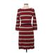 Trina Turk Casual Dress - Sweater Dress: Burgundy Stripes Dresses - Women's Size Large