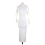 Simon Miller Casual Dress - Sweater Dress Turtleneck Long Sleeve: White Dresses - Women's Size 2X-Small