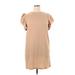 Emery Rose Casual Dress - Mini High Neck Short sleeves: Tan Print Dresses - New - Women's Size X-Large