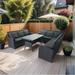 5 Piece Wicker Outdoor Sectional Sofa Set, 9 Seater Conversation Set