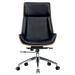 Mid-century Modern High Back Genuine Leather Executive Office Chair in 8-Layer Solid Wood and Heavy Duty Aluminum Base