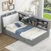 Twin Size Captains Bed with Flip-top Headboard, L-shaped Guardrail Cabinet Shelf Daybed, 2 Drawers Storage Bed, Rotatable Board