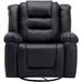 360 Degree Swivel Rocker Recliner, Home Theater Seating Manual Recliner, PU Leather Reclining Chair for Living Room, Black