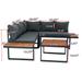 L-shaped 4-piece Patio Wicker Conversation Set Outdoor 5-seater Metal Frame Sectional Sofa with Side Table & Coffee Table