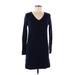 White + Warren Casual Dress - Sweater Dress: Blue Dresses - Women's Size Medium