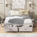 Retro Open Bed Frame Underbed Storage Regular Beds with 6 Pull-out Drawers Storage Bed Save Space Wood Slat Bed Grounded Bed