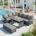 Gray Extendable 5-Piece Outdoor Patio PE Wicker Rattan L-Shaped Sectional Sofa Set