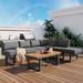3-Piece Modern Multifunctional Outdoor Sectional Sofa Set with Coffee Table, Convertible Chaise Lounges with Adjustable Seat