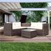 Beige 4-Piece Patio Sectional Wicker Rattan Outdoor Furniture Sofa Set