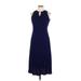 Evan Picone Cocktail Dress - A-Line: Blue Solid Dresses - Women's Size 10 Petite