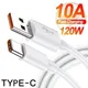 10A Type C Type-C 120W Super Fast Charge Data Cable for Samsung Xiaomi Huawei USB C Quick Charging