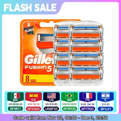 Gillette Fusion 5 Razor Blade 5 Layers Safety Manual Shaving Head Replacement Beard Shaver Refills