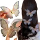 Pinces à cheveux coréennes en dentelle scintillante pour femmes grand papillon rétro belle aile