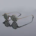 Lunettes de soleil à clip en titane bicolore pour hommes et femmes petite monture ronde style