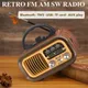 Portable Vintage Radio High Sensitivity FM AM SW Radios TWS Stereo Bluetooth Speaker TF Card USB